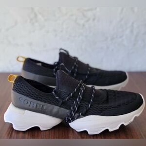 Sorel Black and White Sneakers with Yellow Accent